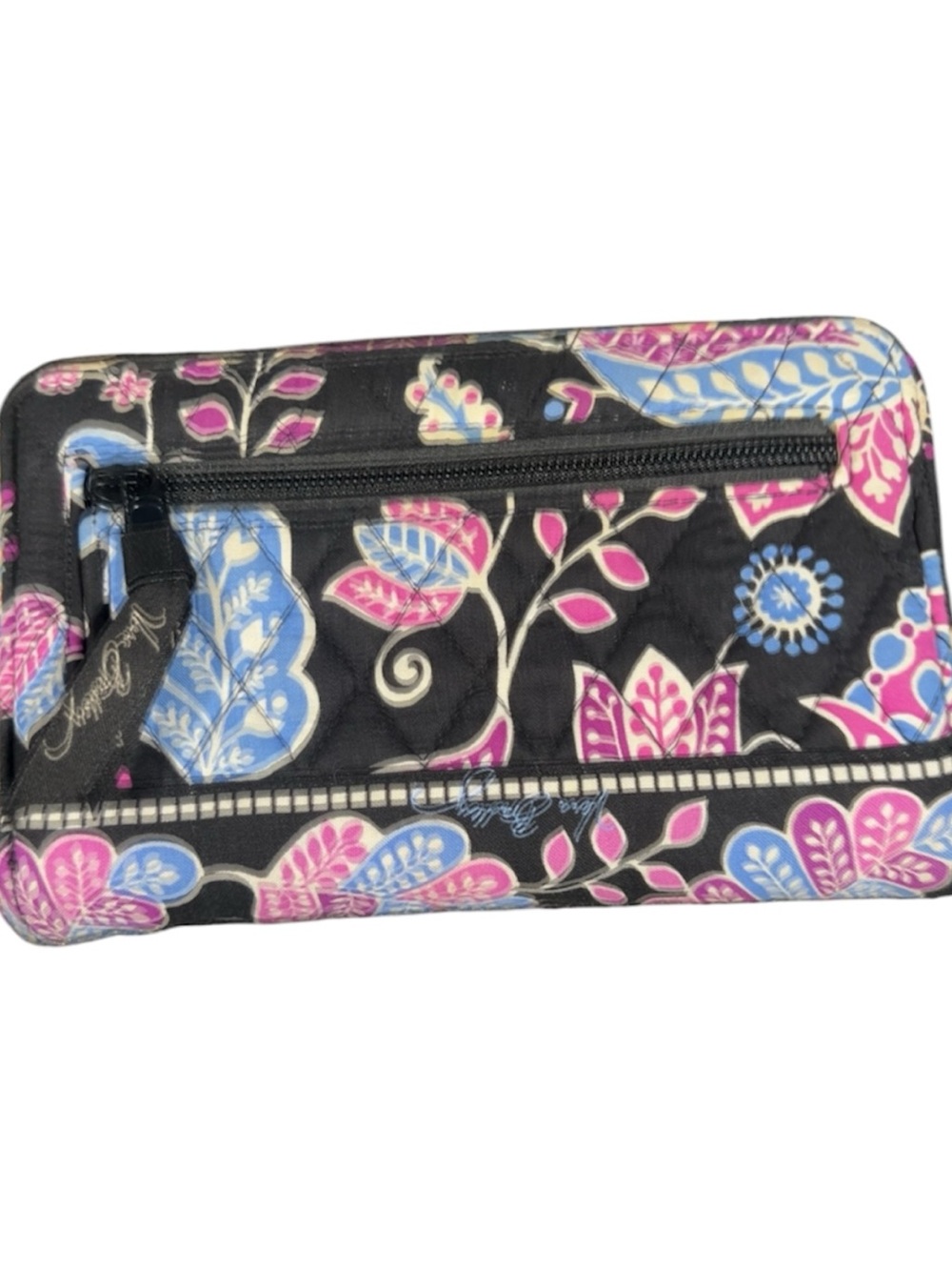 Vera Bradley Turnlock Wallet Retired Alpine Floral pattern Black Pink Blue - Picture 4 of 4